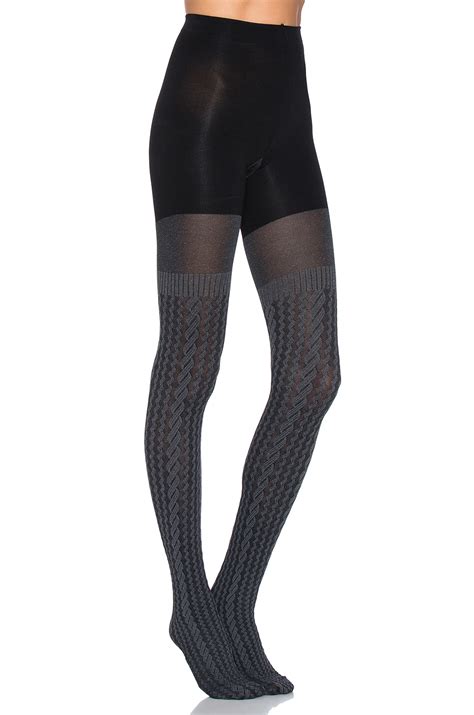 Lyst Spanx Cable Knit Tights In Gray