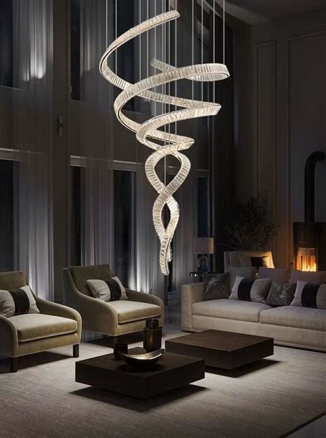 Extra Large Designer Model Double Spiral Crystal Chandelier For Foyer