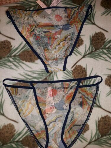 Victoria S Secret String Bikini Sheer Mesh Hi Cut Stretchy Silky S M Nwt