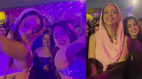 Rihanna And Janhvi Kapoors Epic Dance Off To Zingaat At Anant Ambanis Pre Wedding Bash Goes