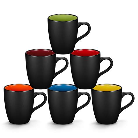 Qipecedm 6 Pack Porcelain Coffee Mugs Set 12 Ounces Ceramic Coffee