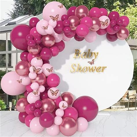 Party Decoration Hot Pink Balloon Garland Arch Kit Butterfly Rose Red Metallic Balloon Set