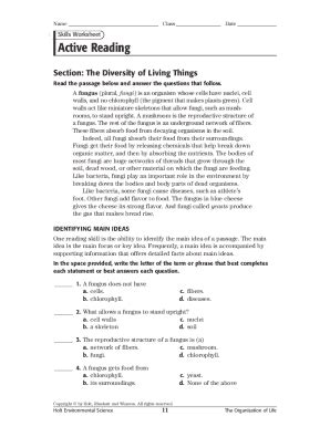 Fillable Online Areading Evolution Pdf Name Class Date Skills