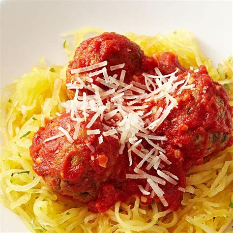 Spaghetti Squash And Meatballs Recipe Eatingwell