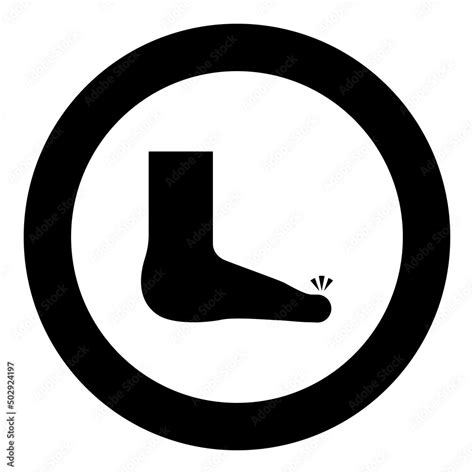 Foot Finger Care Pedicure Concept Human Ankle Sole Naked Icon In Circle Round Black Color Vector