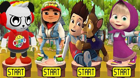 Tag With Ryan Vs Patrol Chase Vs Princess Masha Run Vs Subway Surfers