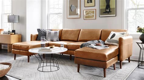 The Nomad Leather Loveseat with Chaise | Burrow