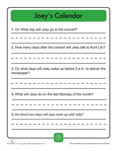 Unit 5 Calendar Worksheet Interactive Worksheet Edform