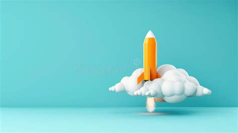 A Whimsical Scene of a Spaceship Taking Off from a Cloud, Igniting ...