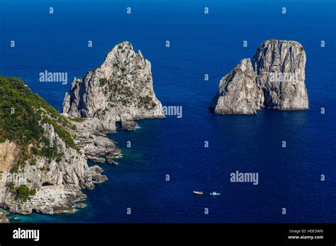 The Faraglioni Cliffs With The Tyrrhenian Sea Capri Campania Southern