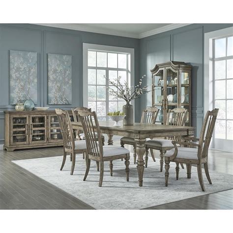 Pulaski Garrison Cove Leg Piece Table Dining Set In Ancient Scroll By