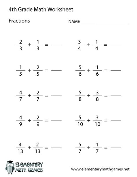 Free Adding And Subtracting Fractions Worksheets