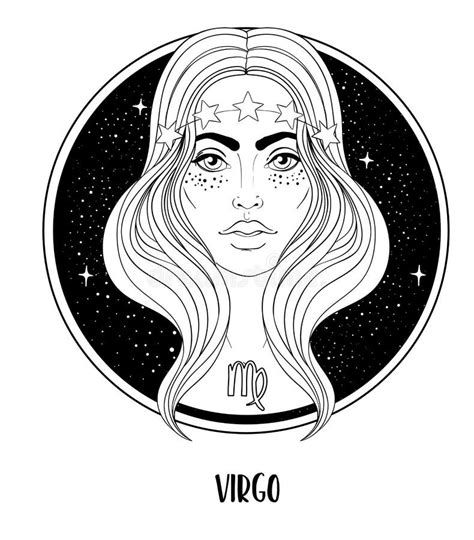 Virgo Black White Woman Stock Illustrations 323 Virgo Black White