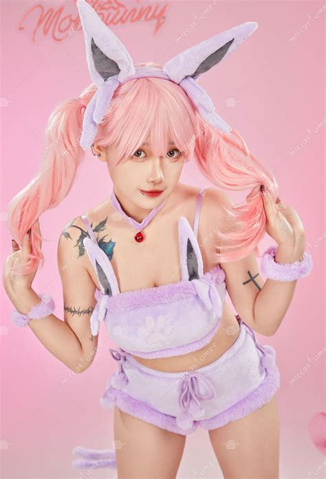 Kawaii Purple Plush Sexy Lingerie Set PM Derivative Crop Top And Shorts With Lace Up Panty