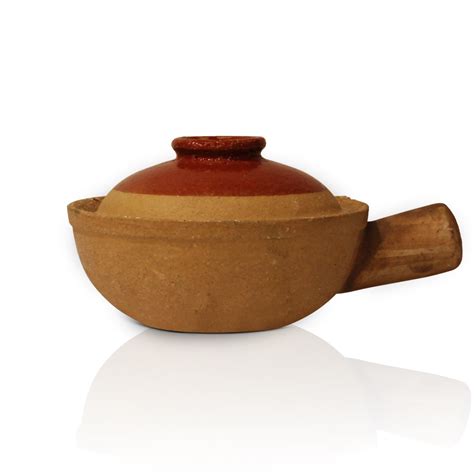 Earthen Brown Ceramic Pot With Handle Ceramic Serveware With Handle