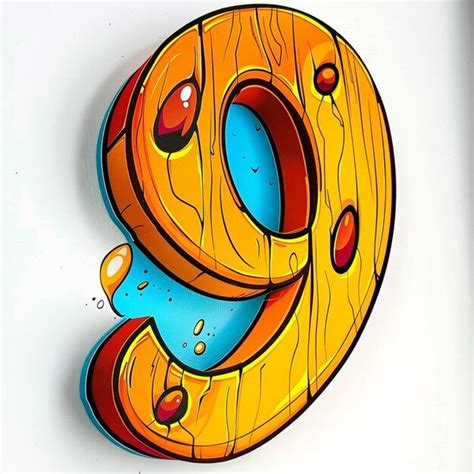 Premium Photo Numerical Number Nine In Creative Digital Art Style