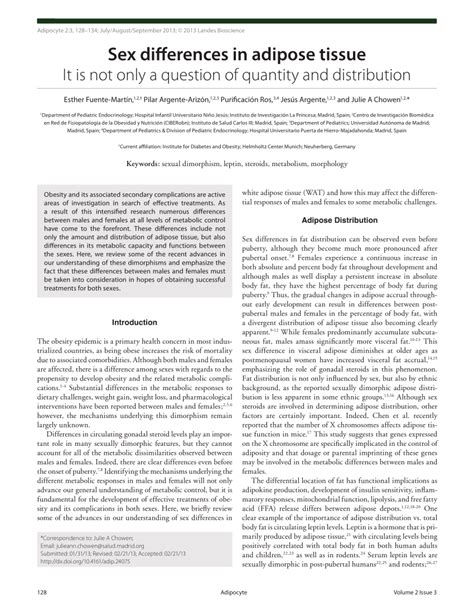 Pdf Sex Differences In Adipose Tissue