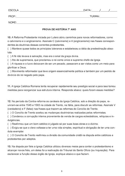 Exercícios Sobre Reforma Protestante 7 Ano Com Gabarito - Exercicios Sobre Reforma Protestante 7 Ano Com Gabarito - FDPLEARN