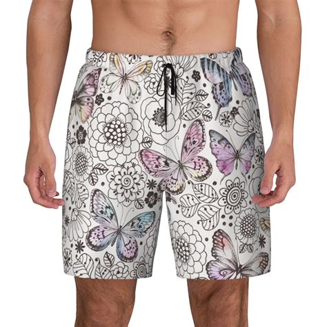 Fotbe Vintage Butterflies Mens Swim Trunks Quick Dry Swim Shorts Board