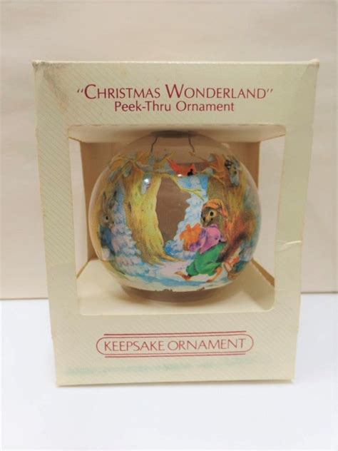 Hallmark Christmas Wonderland Glass Ornament 1983 NRFB NOS RARE Peek Thru Ornament Rabbit Owl ...