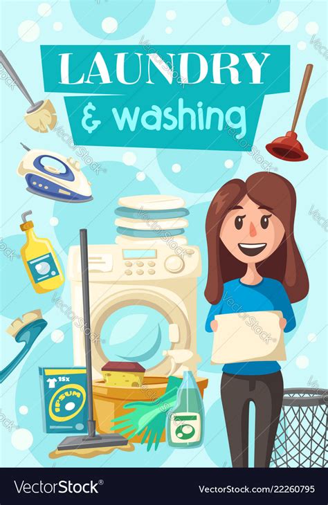 Laundry And Dish Washing Service Poster Royalty Free Vector