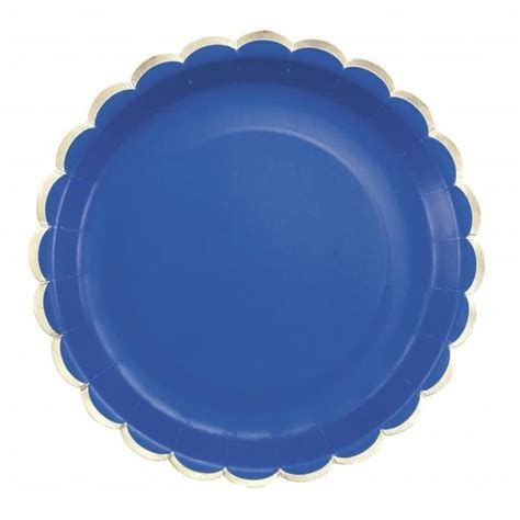 8 assiettes festonnées de 23 cm bleu et or Casse Noisette Cdiscount