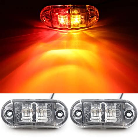 Feu De Position Latéral Led Double Couleur Rouge Et Ambre 2 Pièces