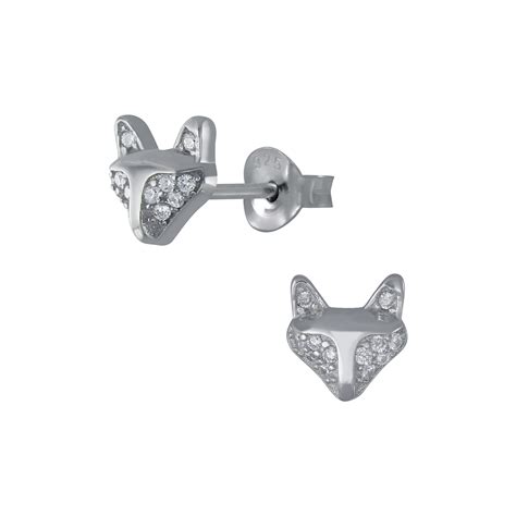 silver jewelry silver fox stud earrings