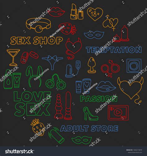 Vector Set Sex Shop Icons Erotic Stock Vector Royalty Free