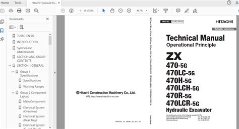 Hitachi Hydraulic Excavator ZX470 470LC H LCH R LCR 5G Technical