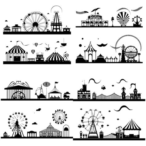 Un Ensemble D Illustrations Vectorielles De Parc De Silhouettes