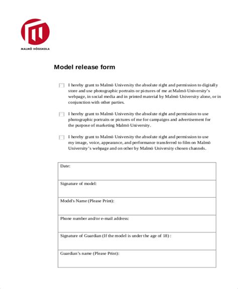 FREE 15+ Model Release Form Samples, PDF, MS Word, Google Docs