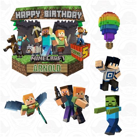 Happy Birthday Minecraft Cake Toppers Printable