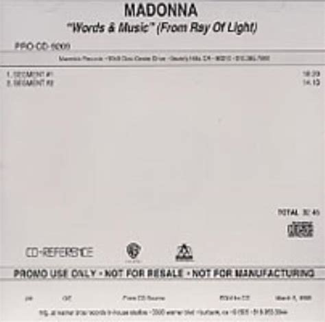 Madonna Words Music Ray Of Light Us Promo Cd R Acetate