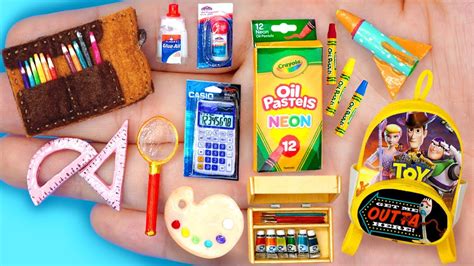 11 Diy Miniature Barbie ~ Miniature Items For Back To Schools Mini Oil Pastels Backpack And