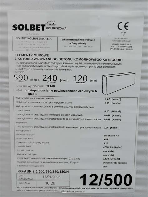 Pustak Bloczek Solbet 24cm Gazobeton Suporex Beton komórkowy netto