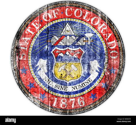 Colorado seal US state painted on concrete flag Stock Photo - Alamy