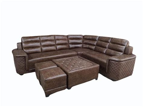 Iron 7 Seater Brown Leather Sofa Set At Rs 32000 Set In New Delhi ID