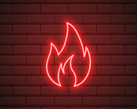 Neon Fire Icon Elements In Neon Style Icons Simple Neon Flame Icon