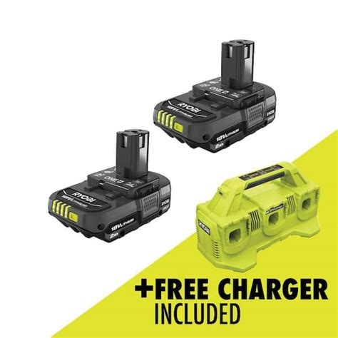 2-Pack Ryobi One+ 18V 2.0Ah Battery/Charger Kit + 2-Pack 18V 2.0 Ah Battery