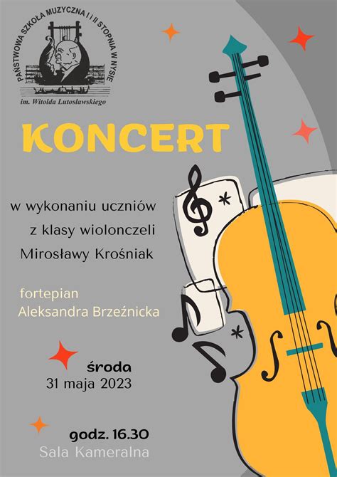 31 maja 2023 Koncert w wykonaniu uczniów z klasy wiolonczeli