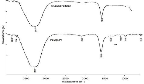 FTIR Spectra Of 5 W V Pullulan Top And Synthesized Pu AgNPs