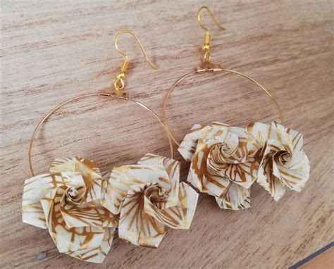 Grandes créoles roses origami mariage boucles d oreilles Etsy France