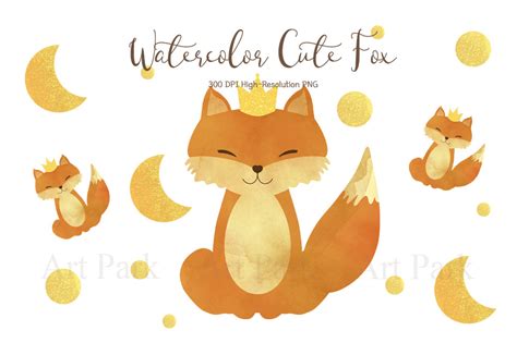 Watercolor Cute Fox Clipart Graphic By Artpark Creative Fabrica