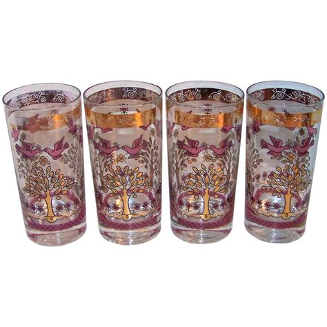 Vintage S Gay Fad Tree Of Life Glassware Set