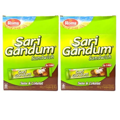 Jual Roma Sari Gandum Sandwich Susu Cokelat 1 Box 12 Sachet