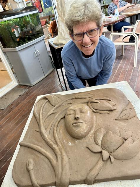 Stoneware Clay Sculpture Relief For Helen Georgettes Art