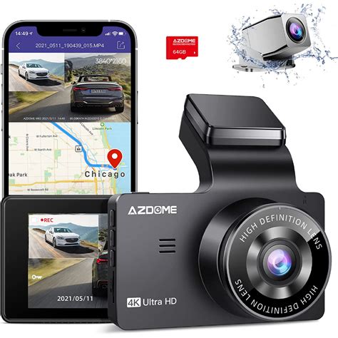 Azdome M K Wifi Gps Car Dashcam Ips Uhd X P P Dual