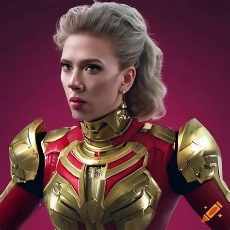 Photorealistic Artwork Of A Futuristic Armor With Red And Gold Colors