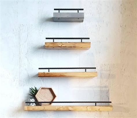 Modern Rustic Floating Wall Shelf Narrow Flush Mount Shelving